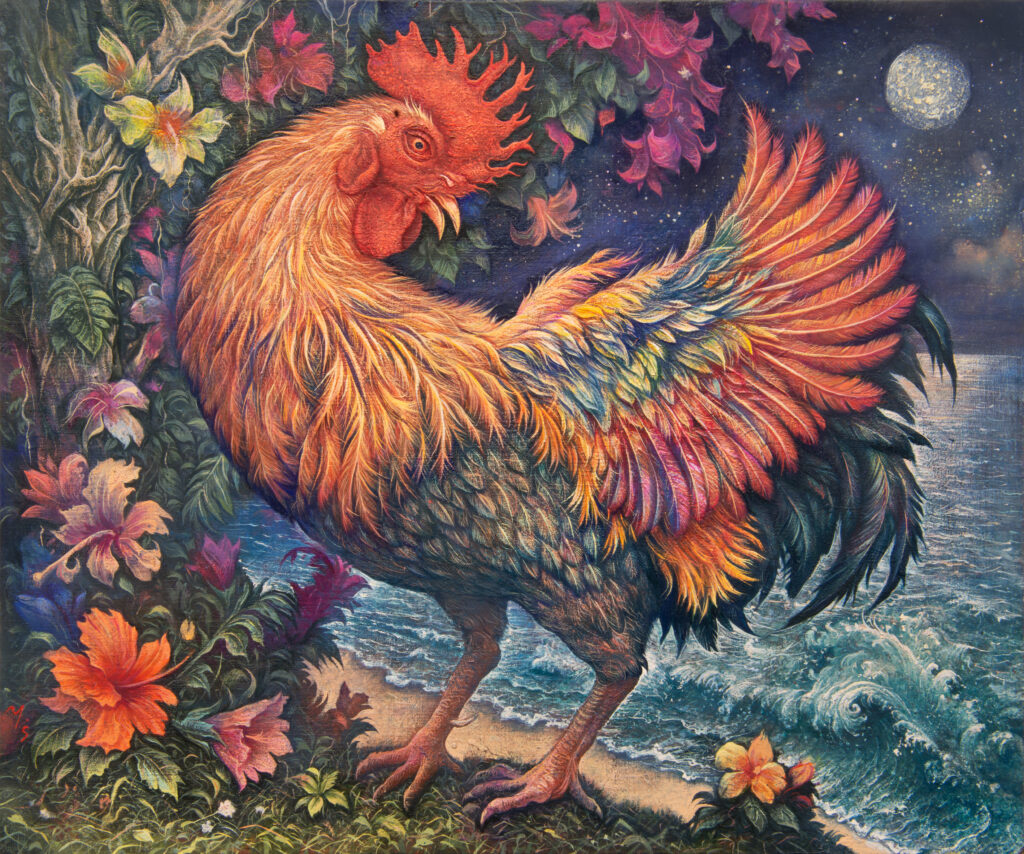 ROOSTER UNDER THE MOON
