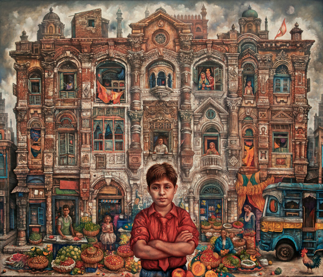 Boy and His Town- Kolkata India
 oil egg tempera 162 140cm