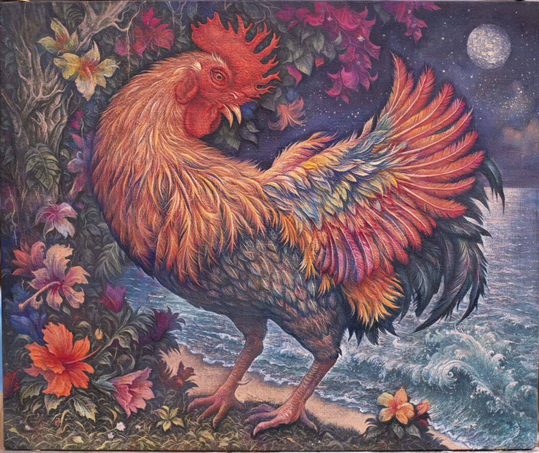 Rooster under the Moon
