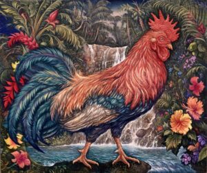 南洋密林雄鶏之圖